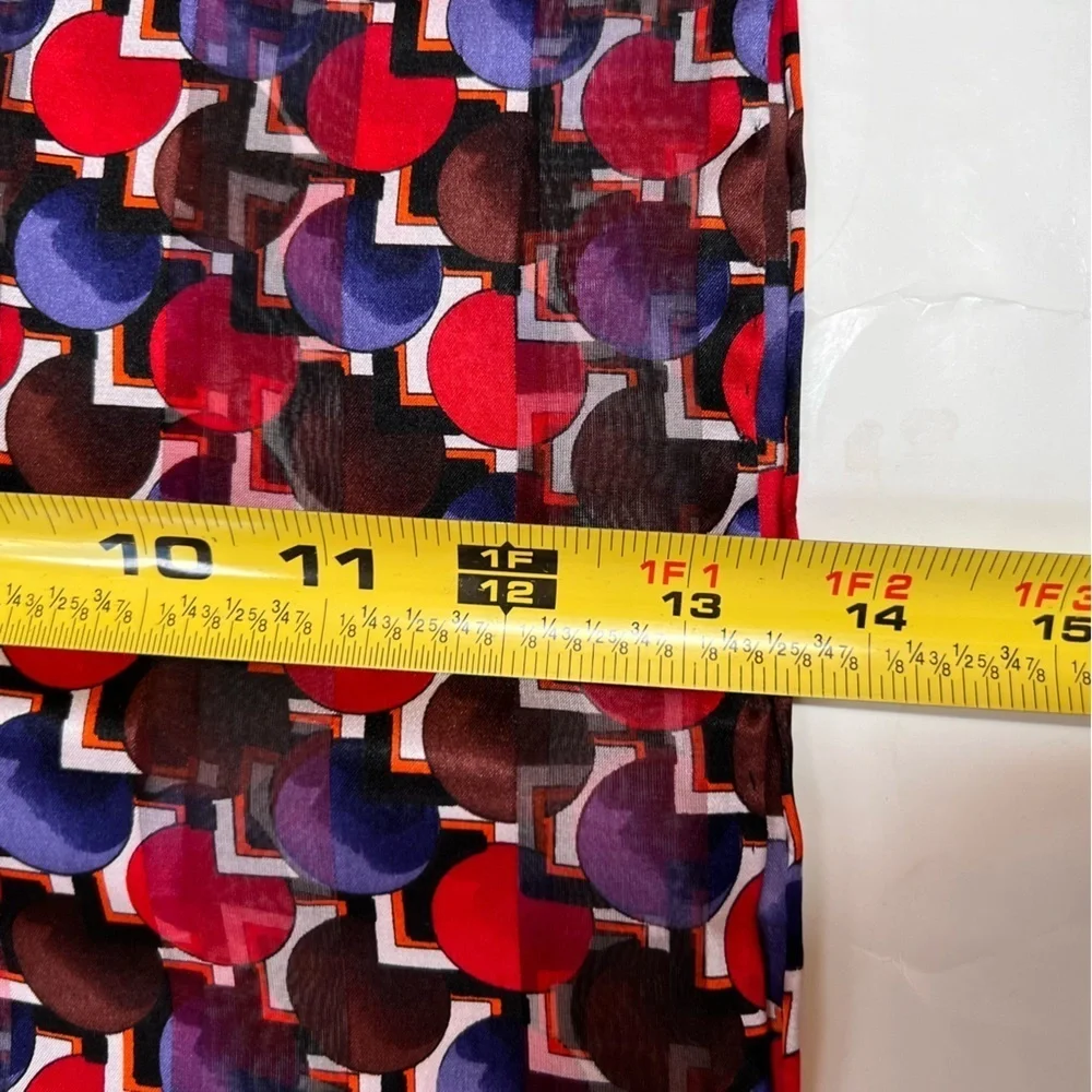 Vintage Geometric Print Silk Oblong Scarf